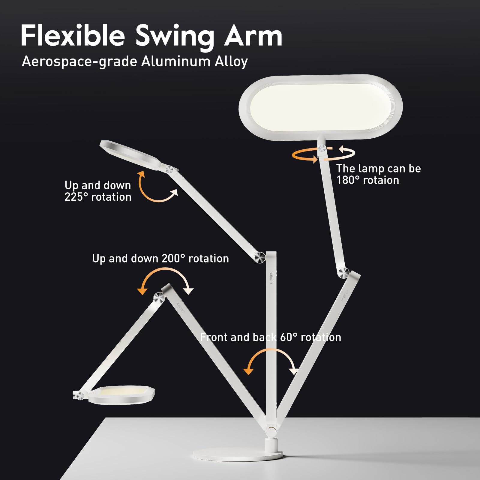 LED Desk Lamp for Office – Professional Double-Sided Lighting, Eye-Caring Computer Lamp with Knob Remote, Stepless Dimming & Color, Memory, for Zoom, Studying, Streaming & Video Conference, White