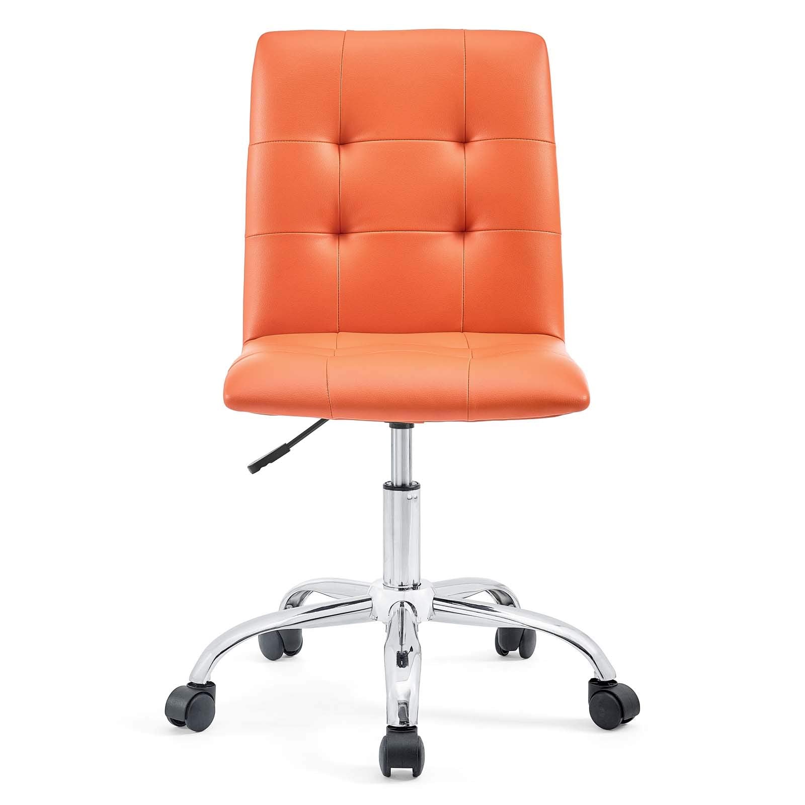 Prim Ribbed Armless Mid Back Swivel Conference Office Chair In Orange