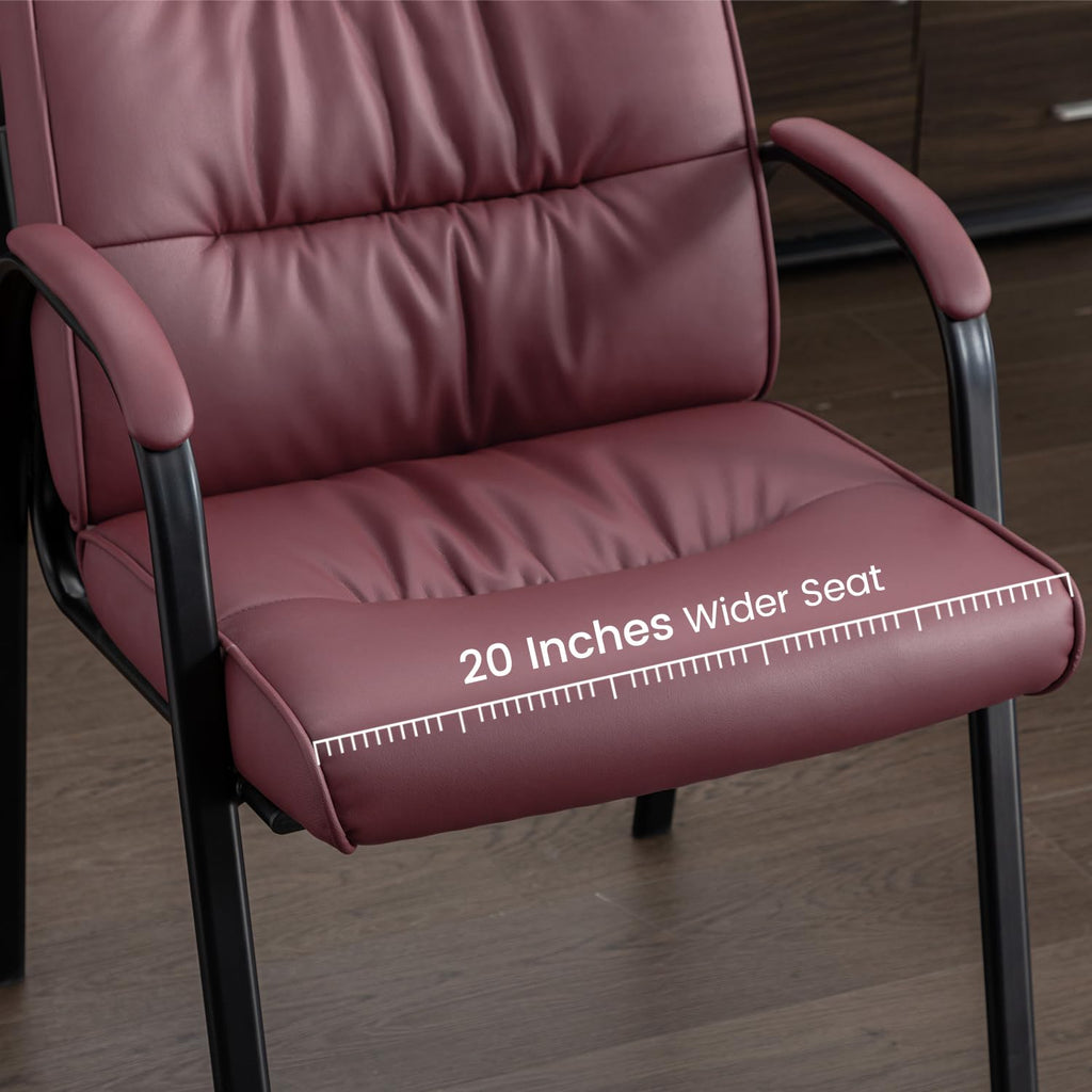 Office Guest Reception Chair Set of 2, Conference Room Chairs Waiting Room Chairs 2 Pack, Modern Leather Office Desk Chair No Wheels.