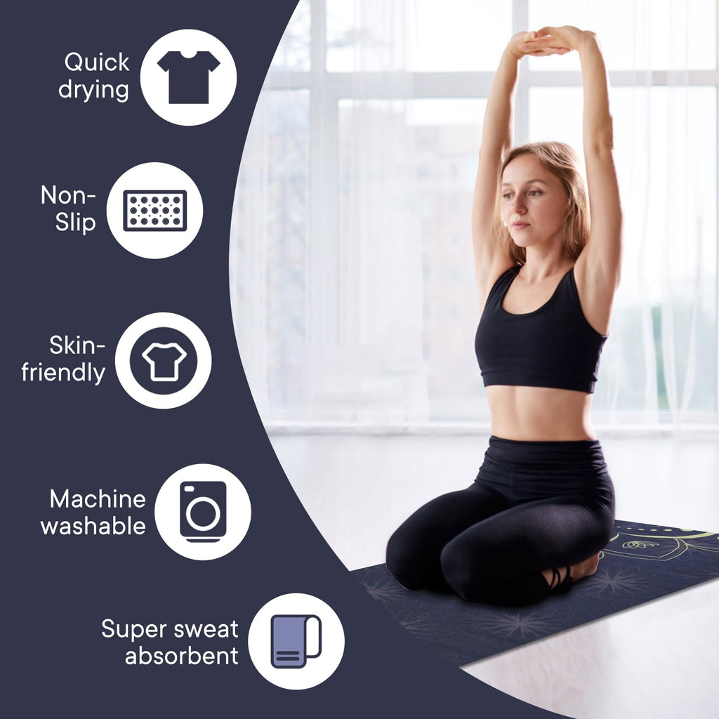 Yoga Towels, Non Slip Hot Yoga Mat Towel with Grip Dots,Super-Absorbent Soft Microfiber Yoga Blanket for Pilates, Fitness and Workout 72inch x 24inch