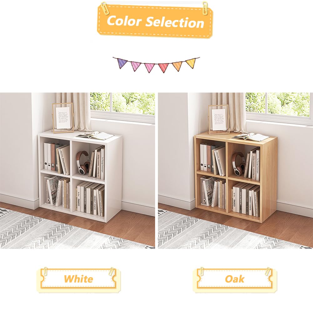 4 Cube Organizer Bookcase Oak Open Shelf