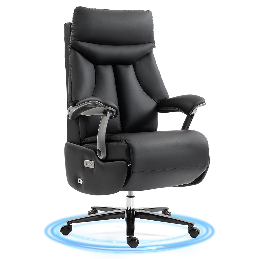Electric Executive Office Chair with Footrest, 400LBS Big and Tall Office Chair, Comfortable Ergonomic Recliner Chair for Home Office, Studio or Gaming Room, Black