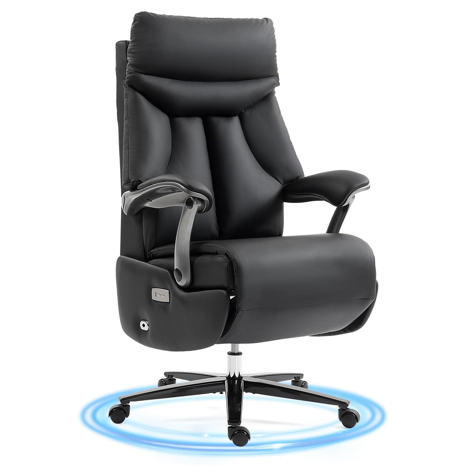 Electric Executive Office Chair with Footrest, 400LBS Big and Tall Office Chair, Comfortable Ergonomic Recliner Chair for Home Office, Studio or Gaming Room, Black