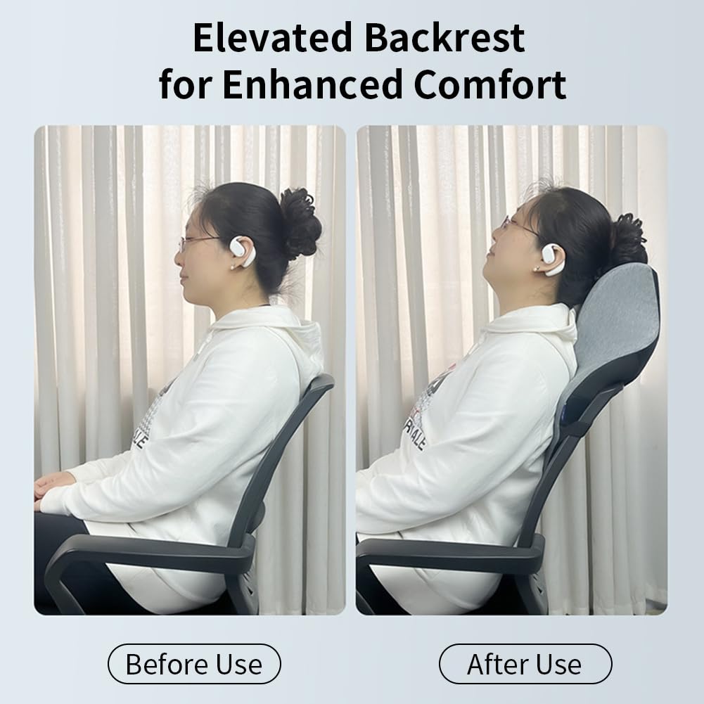 Office Chair Headrest, Adjustable Neck Support Pillow with Removable Washable Cover - Head Rest Attachment for Office Chairs and Wheelchairs, Neck Pillow for Desk Chair Napping (Blue)