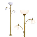 Sky Dome Double LED Floor lamp, Torchiere Super Bright Floor Lamp with 2 Reading Lamps for Living Rooms & Offices - Dimmable Tall Standing Lamp for Bedroom Reading - Tall Brass Pole