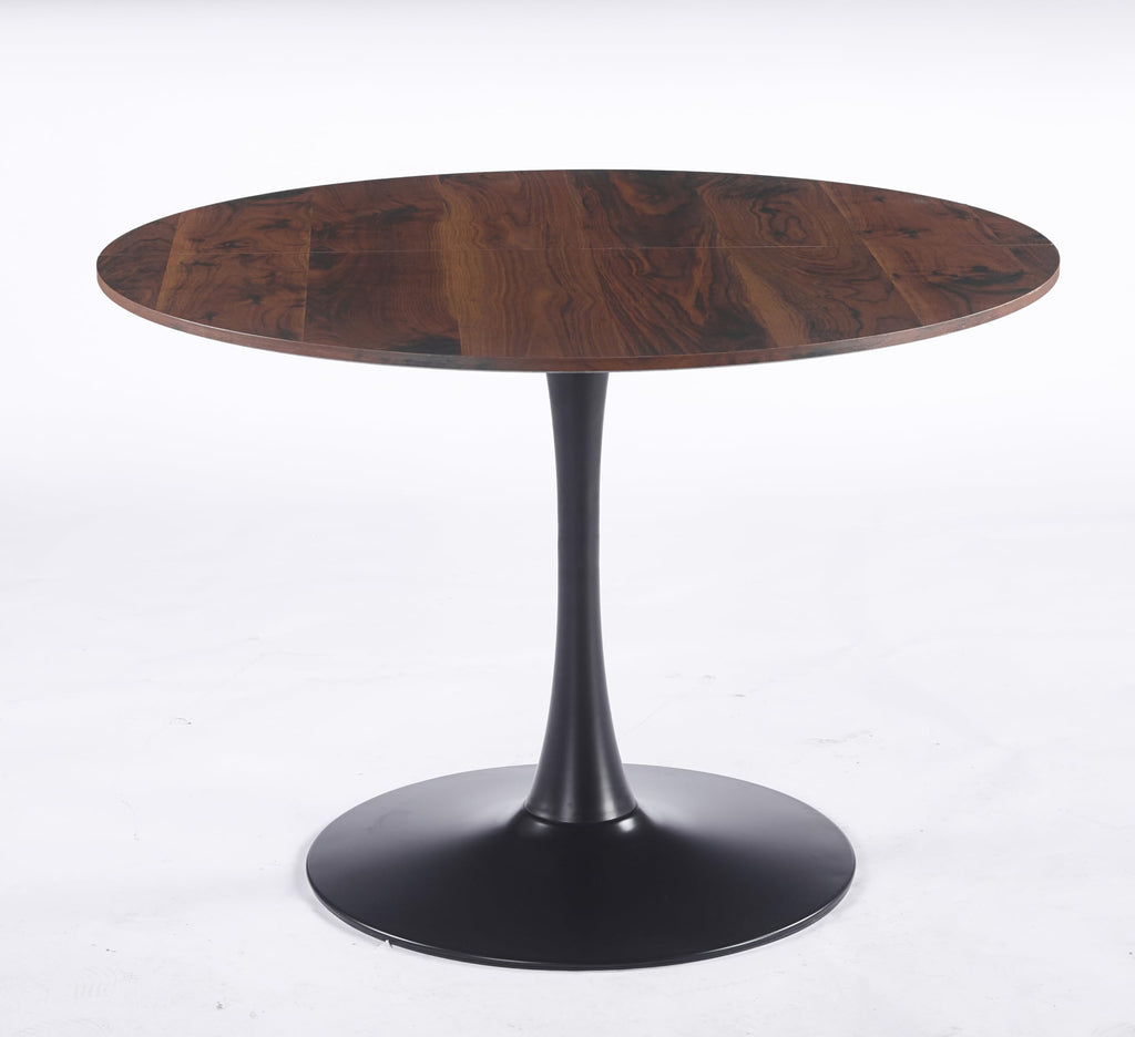 Sybrioka 42" Tulip Table for 4-6 Persons Modern Round Dining Room Table, Mid-Century Modern Walnut Small Kitchen Table with MDF Wooden Top, Leisure Coffee Table for Living Room, Dining Room, Office