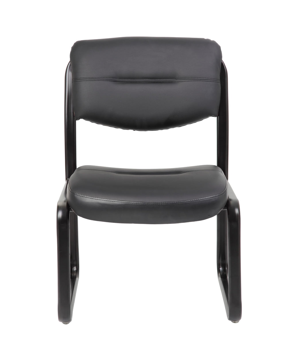 Leather Sled Base Side Chair in Black, 250