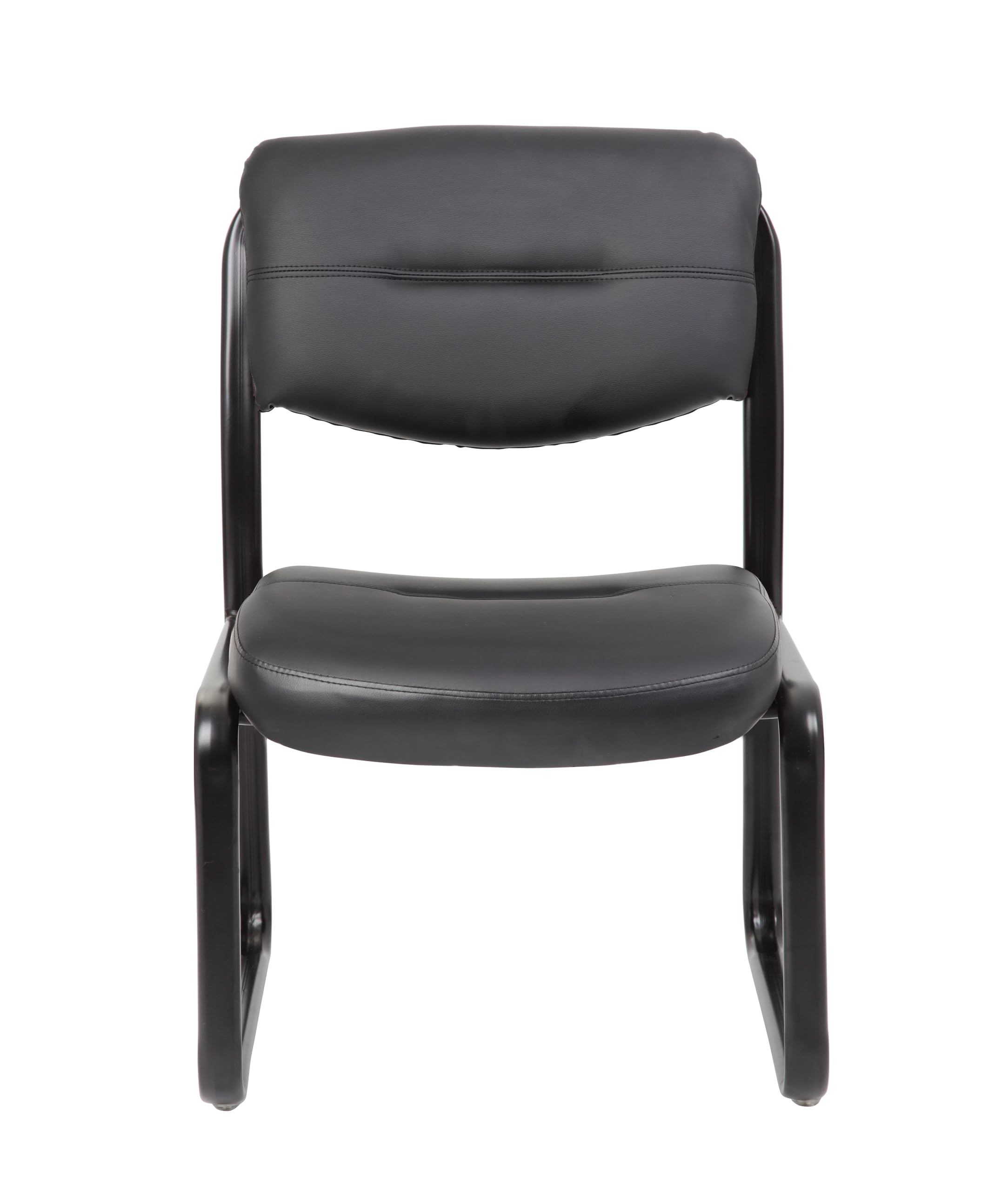 Leather Sled Base Side Chair in Black, 250