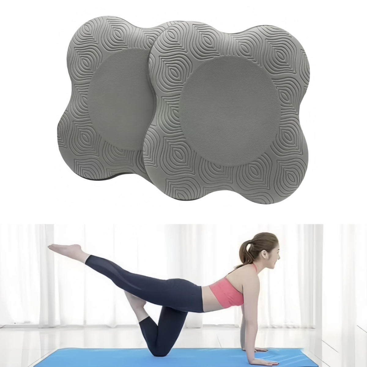 Yoga Knee Guards (Set of 2) - Male and Female Yoga Props and Accessories for Fitness, Travel, Meditation, Kneeling, Balance, Floor, Pilates Pads for Knee and Elbow (grey)