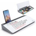 Small Desktop Glass Whiteboard Dry-Erase-Board - Computer Keyboard Stand White Board Surface Pad with Drawer, Desk Organizers with Accessories for Office, Home, School Supplies - Grey