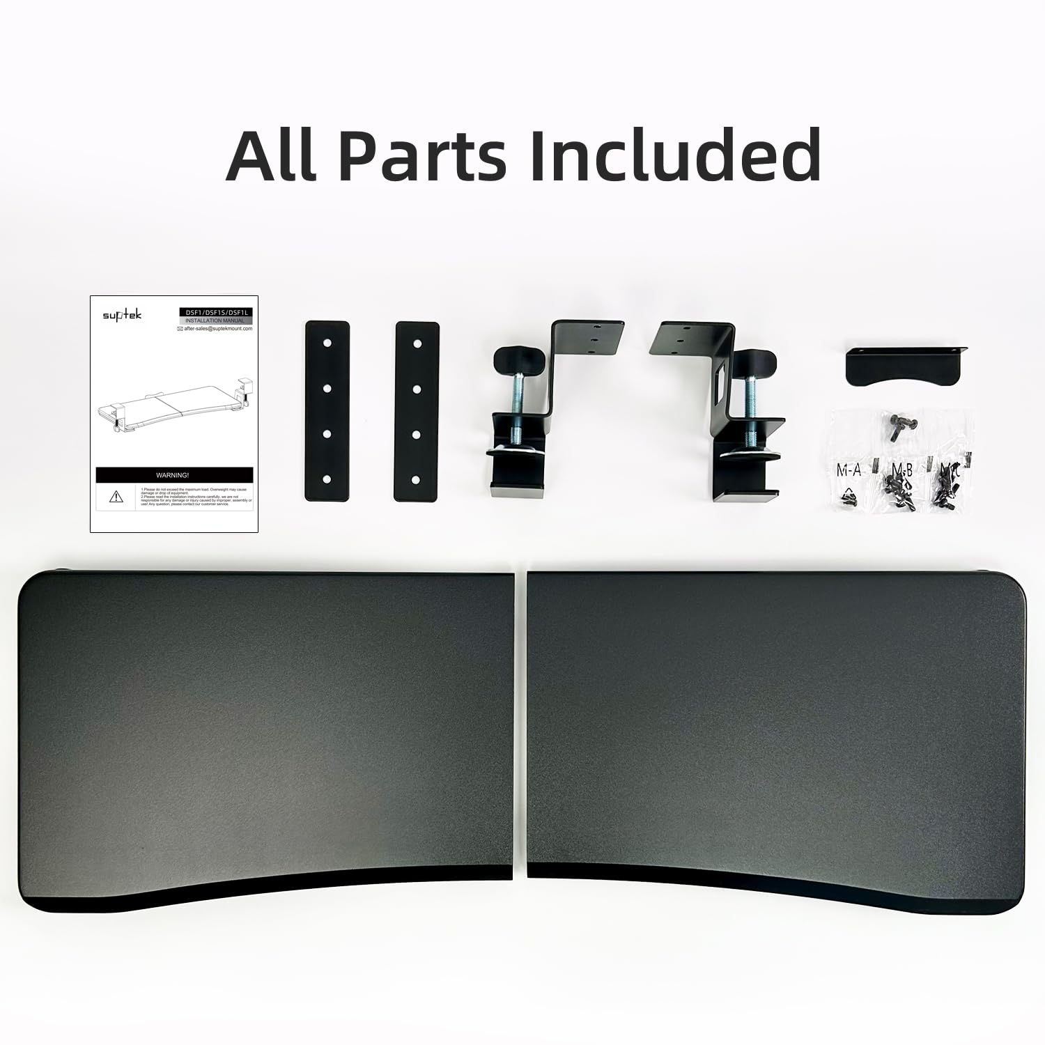 Large Keyboard Tray Under Desk Pull Out with C Clamp Mount, Computer Keyboard & Mouse Tray, 34 (38 Including Clamps) x 11.8 inch Slide-Out Platform Computer Drawer for Typing, Black,