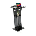 43" Semi-Transparent Black Acrylic Podium & Lectern Stand Portable with Storage Shelf, pulpits for Churches, for Speech, for Presentation, Shtender