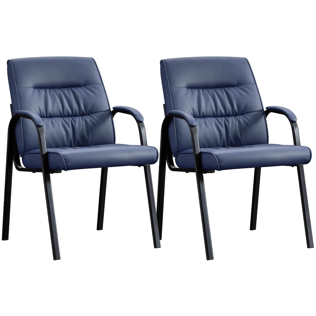 Office Guest Reception Chair Set of 2, Conference Room Chairs Waiting Room Chairs 2 Pack, Modern Leather Office Desk Chair No Wheels.