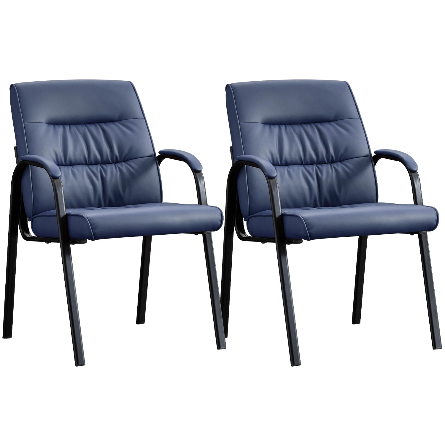Office Guest Reception Chair Set of 2, Conference Room Chairs Waiting Room Chairs 2 Pack, Modern Leather Office Desk Chair No Wheels.