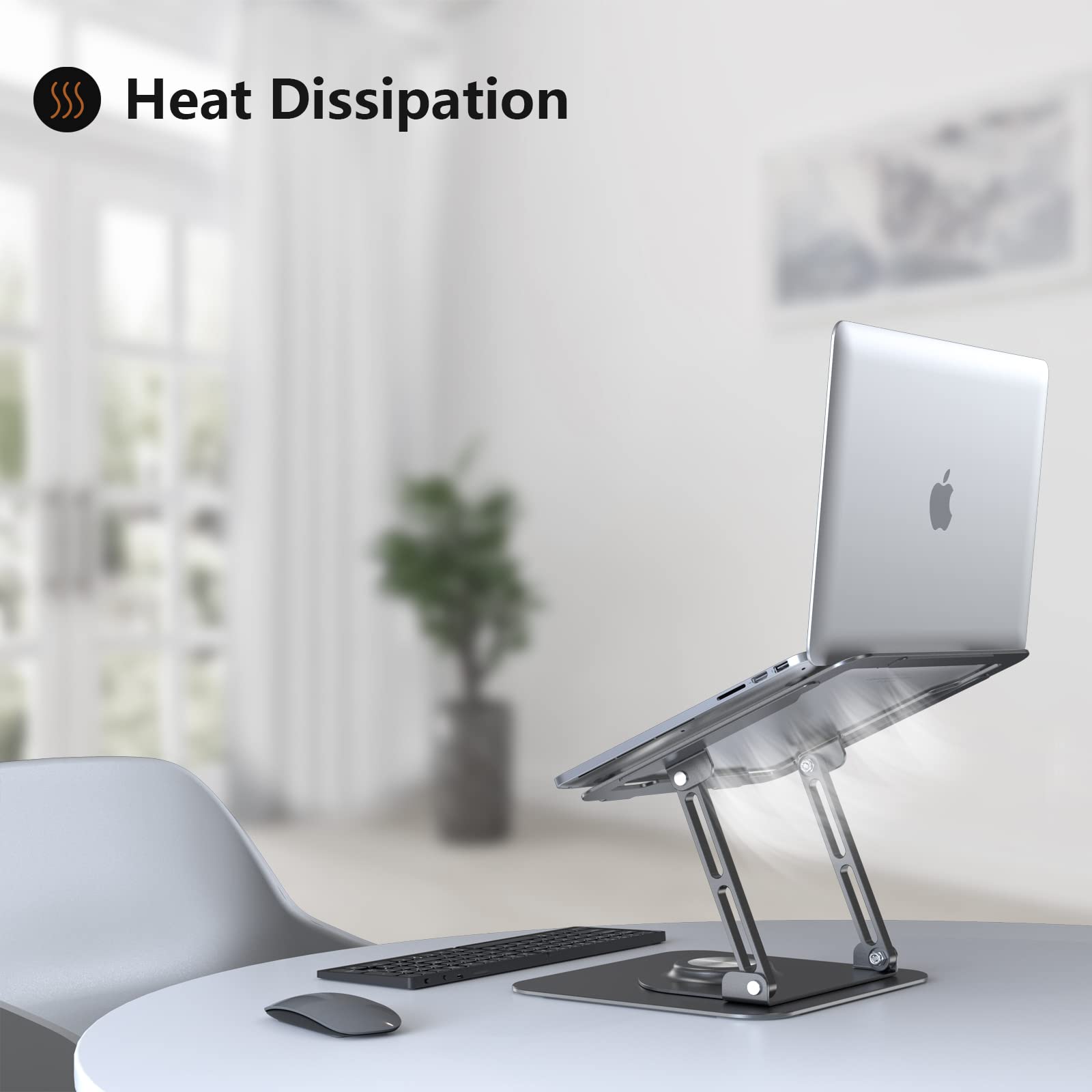 Laptop Stand for Desk, Adjustable Computer Stand with 360° Rotating Base, Ergonomic Laptop Riser for Collaborative Work, Foldable & Portable Laptop Stand, fits for All 10-16" Laptops