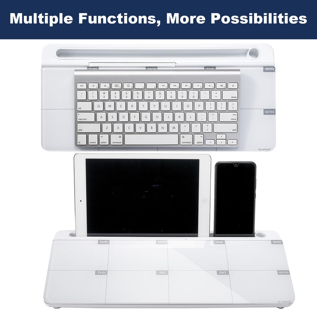 Desktop Whiteboard Dry-Erase-Board - Computer Keyboard Stand White Board Surface Pad with Drawer, Desk Organizers with Accessories for Office, Home, School Supplies