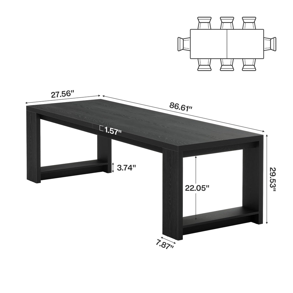 7 ft Conference Table for 6 to 8 People, Modern Rectangle Meeting Room Desk for Boardroom, Home Office (Black)