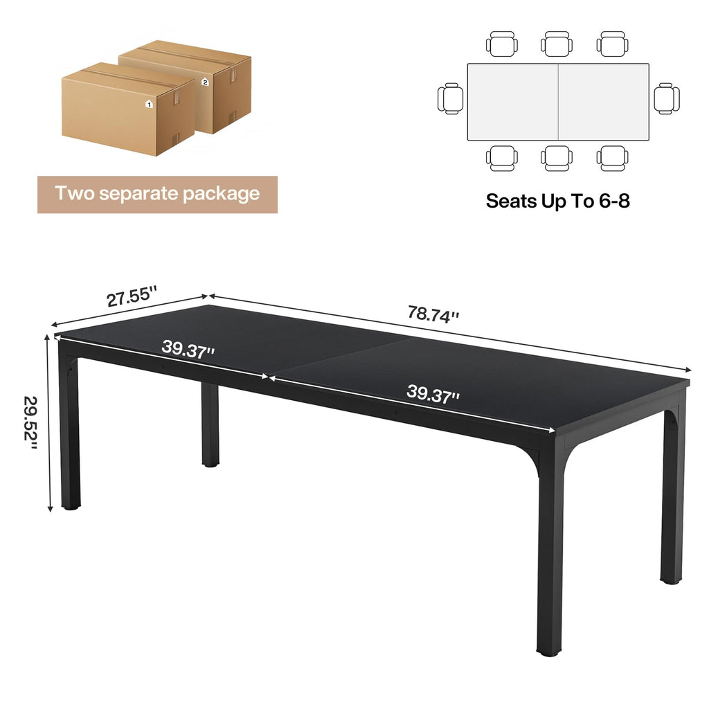 6.5 FT Conference Room Table, 78.74" W x 27.56" D Large Office Conference Table, Modern Seminar Meeting Table Desk for Boardroom, Meeting Room (2, Black)