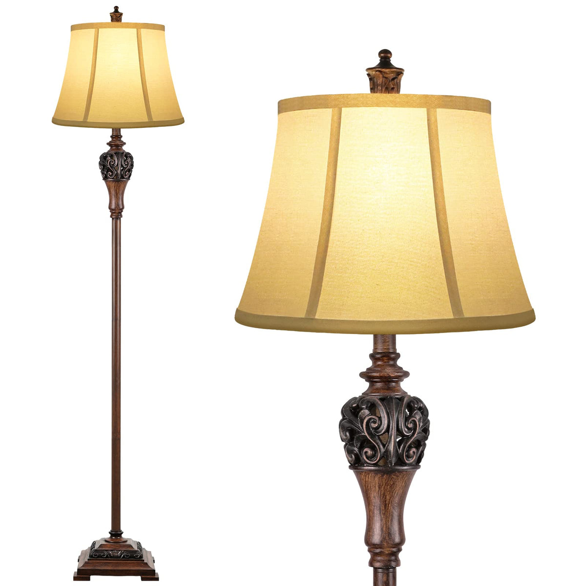 Vintage Floor Lamp for Living Room, Traditional Tall Standing Lamp