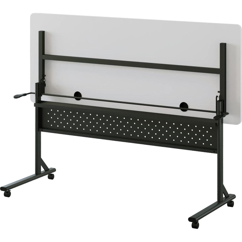 2.0 Flip & Nesting Mobile Table, 60" x 24" x 29.5", Black Steel Frame, Gray Laminated Top