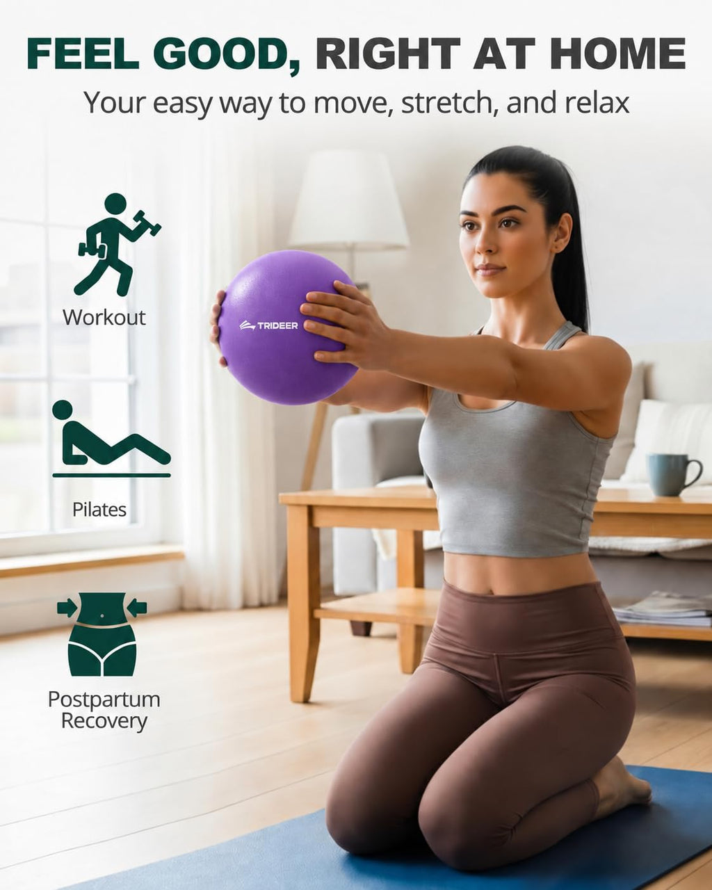 9-Inch Pilates Ball, Small Exercise Ball Pilates Equipments for Yoga, Physical Therapy, Pregnancy, Postpartum, Core Training, Balance, Stability and Stretching, Purple