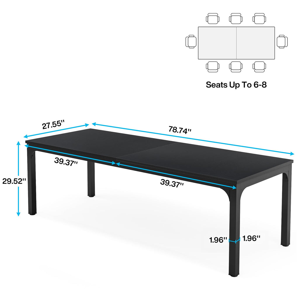 6.5 FT Conference Room Table, 78.74" W x 27.56" D Large Office Conference Table, Modern Seminar Meeting Table Desk for Boardroom, Meeting Room (1, Black)