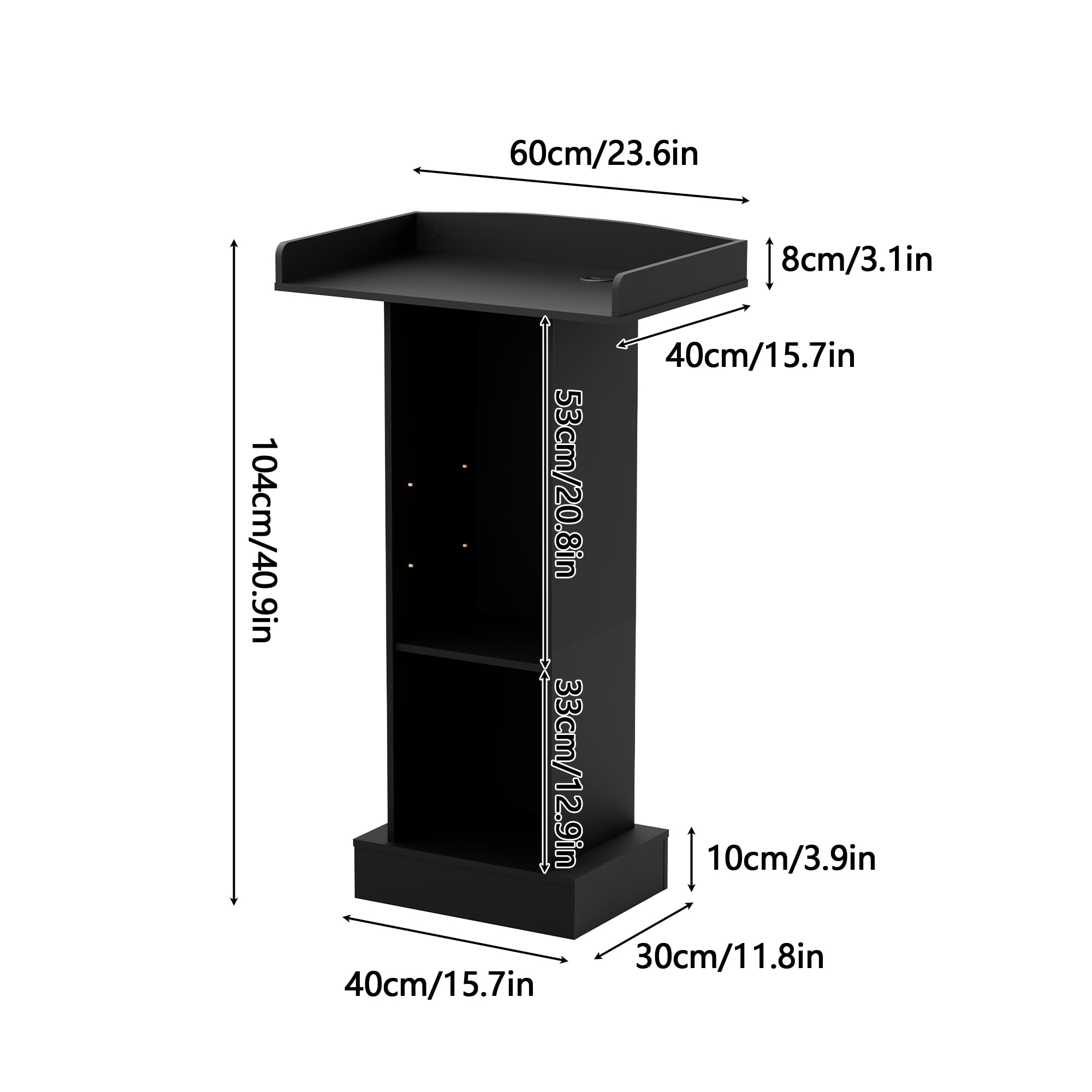 Wood Podium,Simple Podium Stand,12MM Particle Board,Stable Pulpit with Storage,Mic Stand Space,Easy Installation Wooden Lectern for Restaurants,Churches,Seminars and Schools