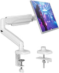 Single Monitor Desk Mount Holds Screen up to 32 inch, Height Adjustable Monitor Arm, Full Motion Computer Monitors Stand with Clamp/Grommet Base, VESA Mounts Fit 4.4-17.6lbs Computer, White