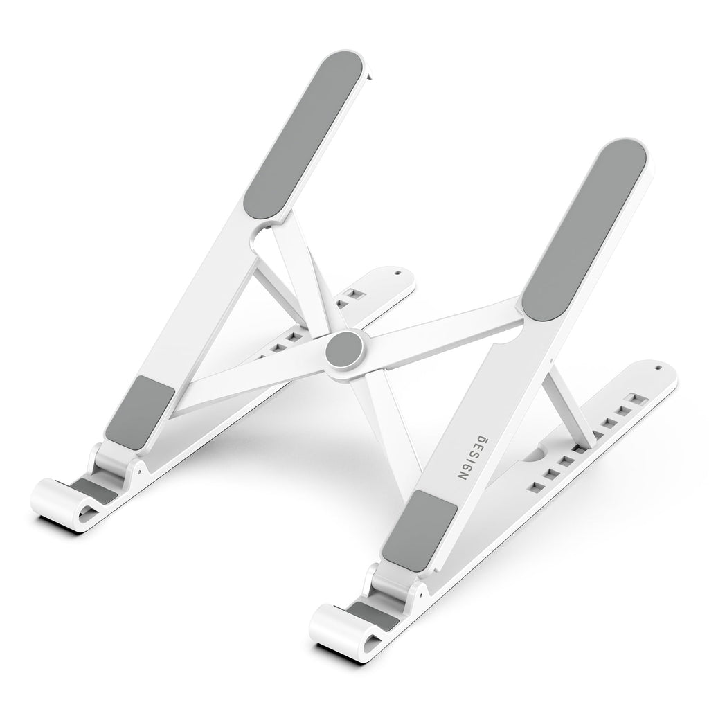 Pro Ergonomic Laptop Stand, Plastic Laptop Riser, Portable and Adjustable Notebook Computer Holder Compatible with 10-14" Laptops (White)