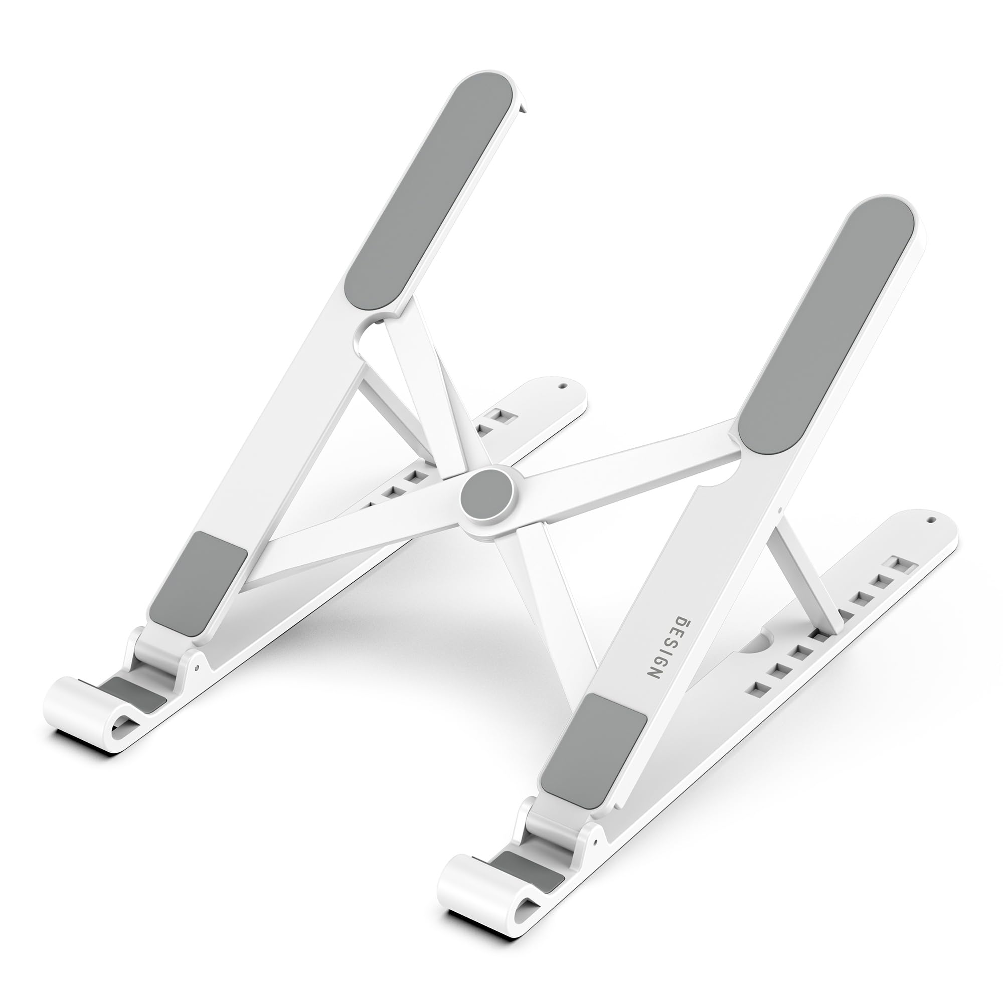 Pro Ergonomic Laptop Stand, Plastic Laptop Riser, Portable and Adjustable Notebook Computer Holder Compatible with 10-14" Laptops (White)