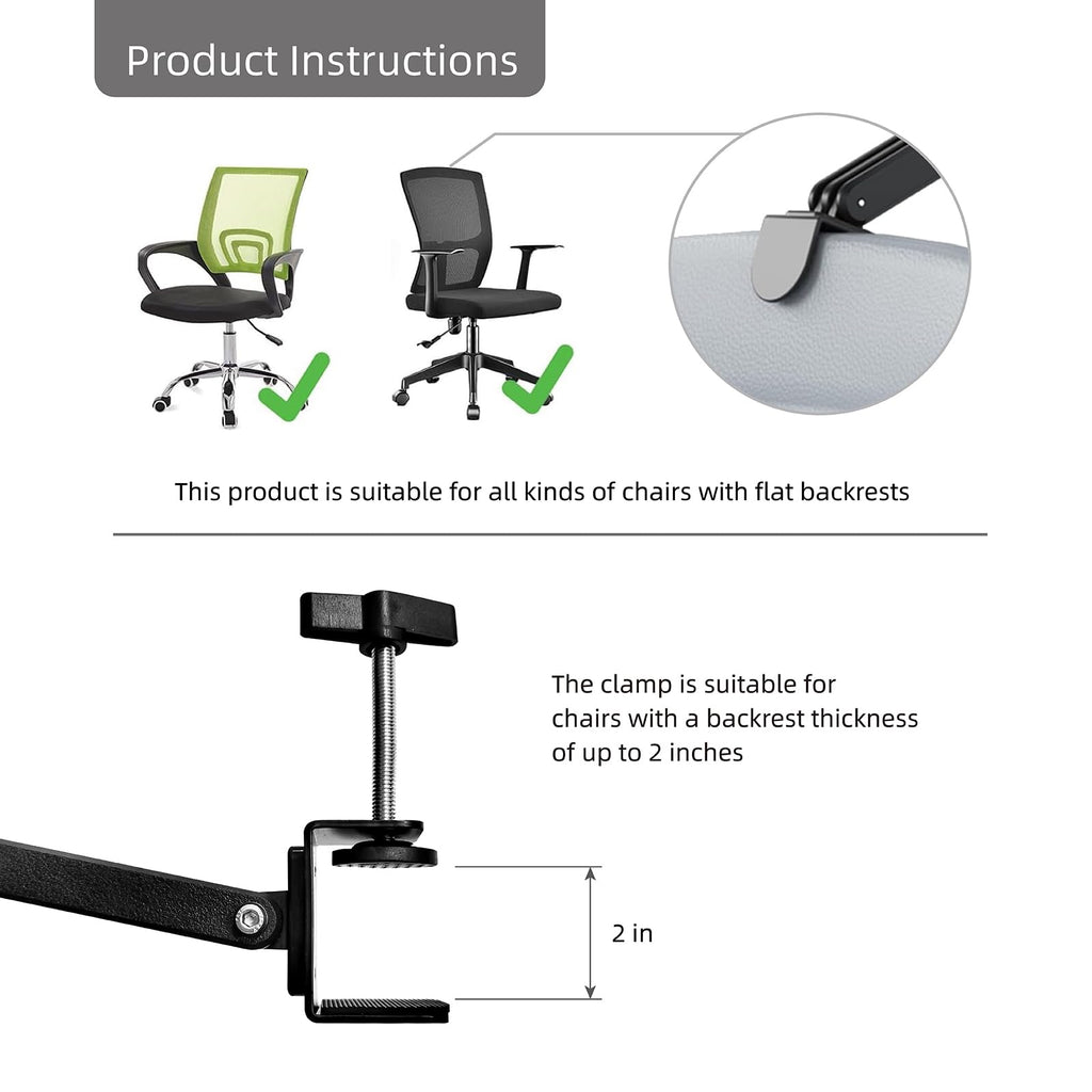 Memory Foam Headrest Attachment for Office Chair, Attachable Chair Head Rest, Desk Chair Neck Support, Elastic Sponge Head Pillow Adjustable Height and Angle (Black)