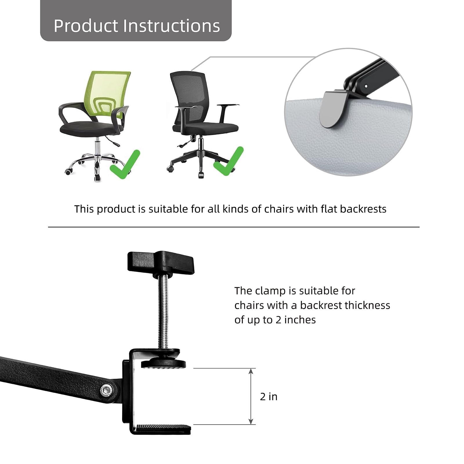 Memory Foam Headrest Attachment for Office Chair, Attachable Chair Head Rest, Desk Chair Neck Support, Elastic Sponge Head Pillow Adjustable Height and Angle (Black)
