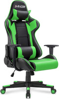 Gaming Chair, Office Chair High Back Computer Chair Leather Desk Chair Racing Executive Ergonomic Adjustable Swivel Task Chair with Headrest and Lumbar Support (Green)