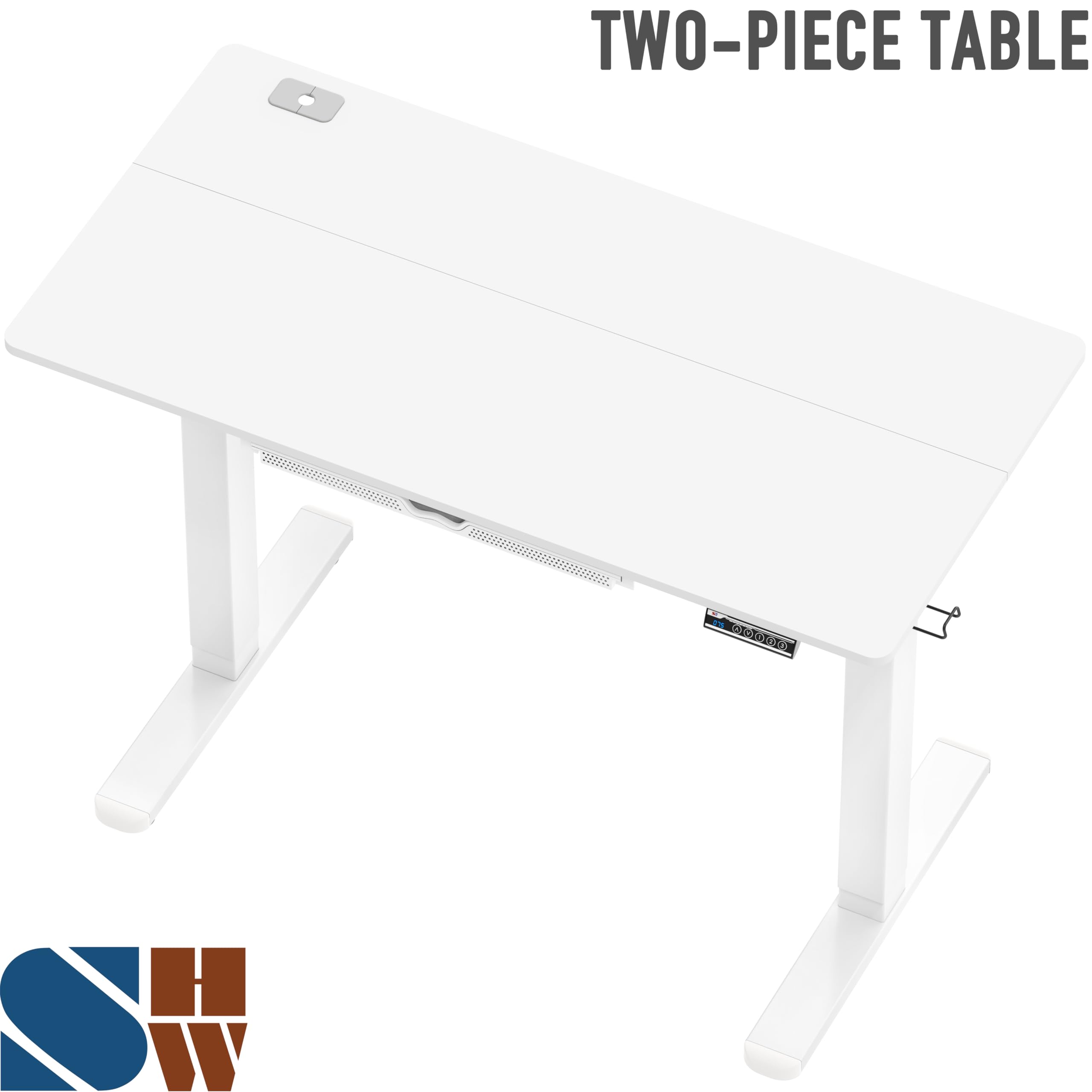 48-Inch Electric Height Adjustable Standing Desk with Drawer, Memory Preset and Cable Management Tray, White