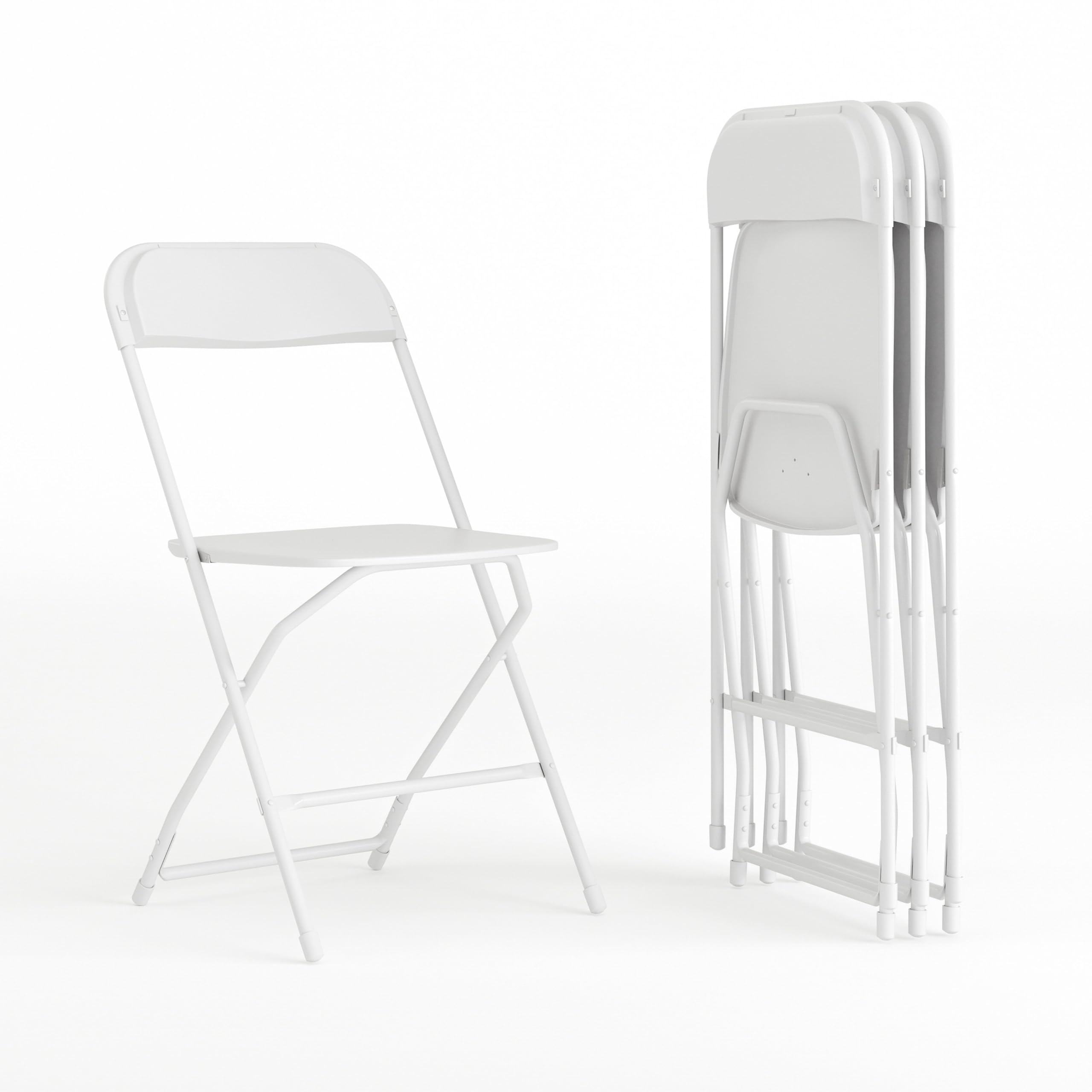 4 Pack, Hercules Series Plastic Folding Chair - White - 650LB Weight Capacity Comfortable Event Chair-Lightweight Folding Chair
