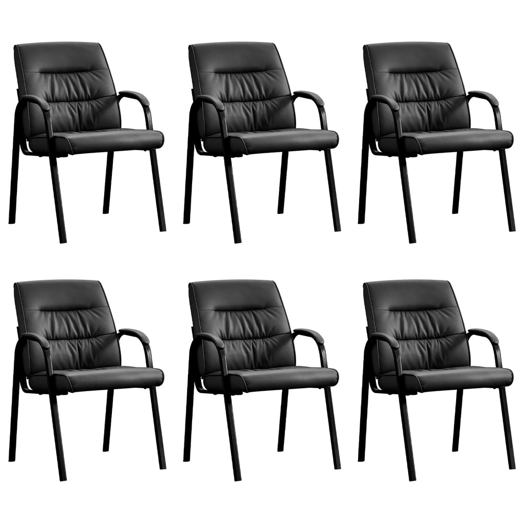 Office Guest Reception Chair Set of 6, Conference Room Chairs Waiting Room Chairs 6 Pack, Modern Leather Office Desk Chair No Wheels.