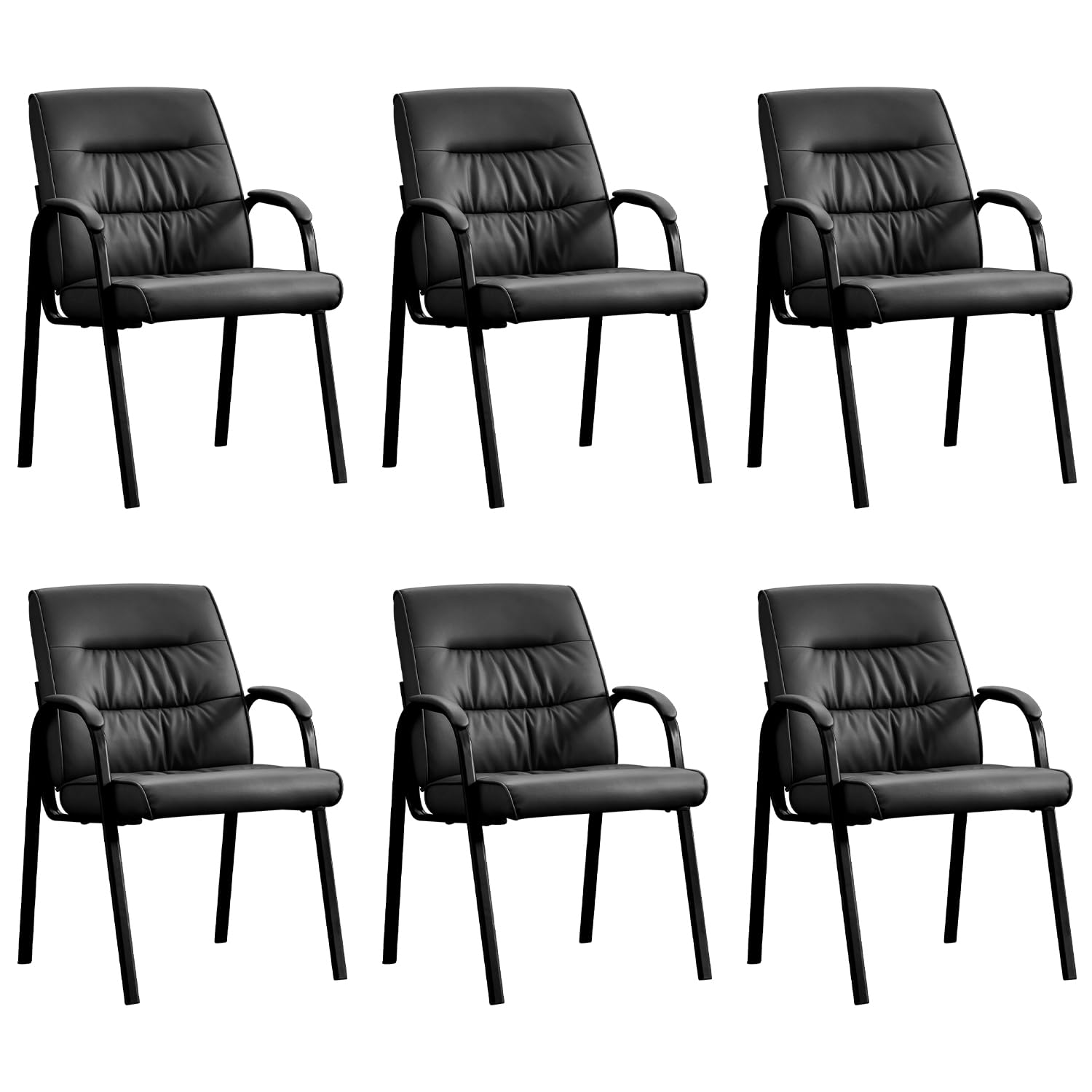 Office Guest Reception Chair Set of 6, Conference Room Chairs Waiting Room Chairs 6 Pack, Modern Leather Office Desk Chair No Wheels.