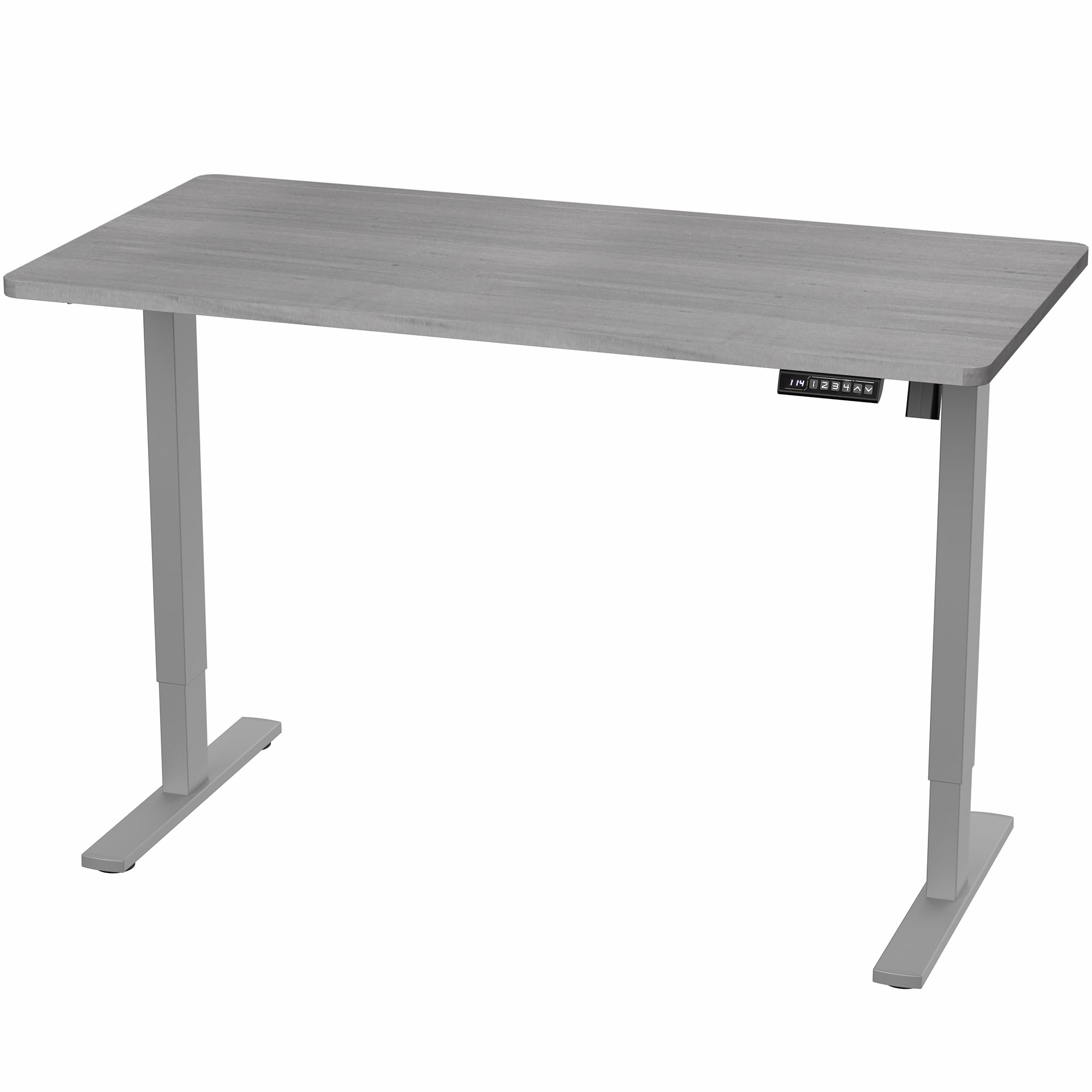 Electric 55 x 28 in Standing Desk, Memory Height Adjustment, 1B Series, Holds 220 lbs, One-Piece Dark Gray Top, Gray Frame