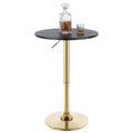 Finnhomy 24" Round Cocktail Bar Table with Metal Base, Tall Bistro Pub Table, Adjustable 27.9"-35.4" Counter Bar Height for Kitchen, Dining Room, Living Room, Easy Assembly, Black&Gold