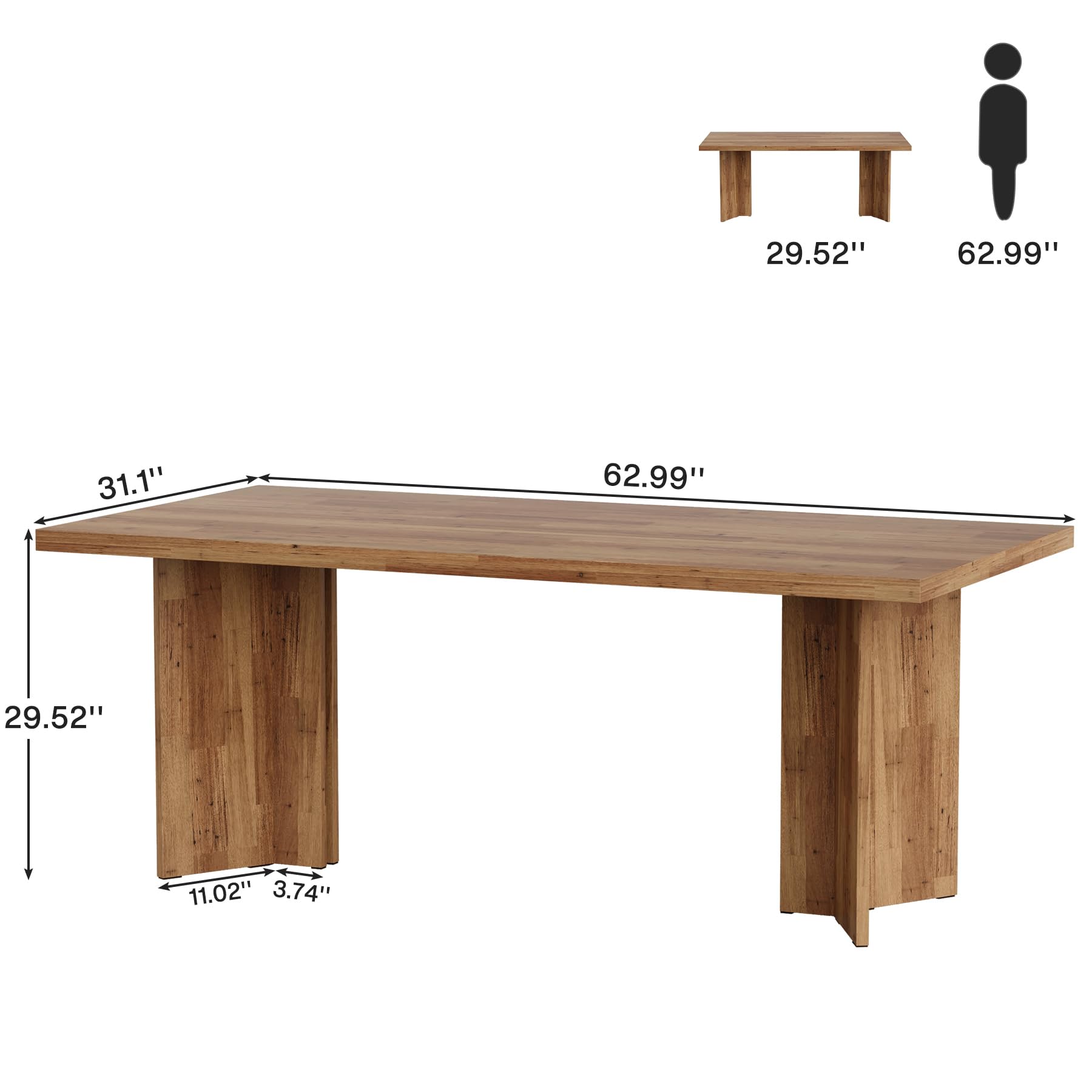 10.5FT Conference Table, Large Rectangle Meeting Seminar Table for 12-14 Person, Long Wooden Business Tables (Set of 4, Walnut)