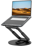 Laptop Stand for Desk with 360° Swivel Base, Sit to Stand, Height Adjustable, Portable Riser Holder for Good Posture, Compatible with MacBook Pro, All Laptops 10-17" - Black