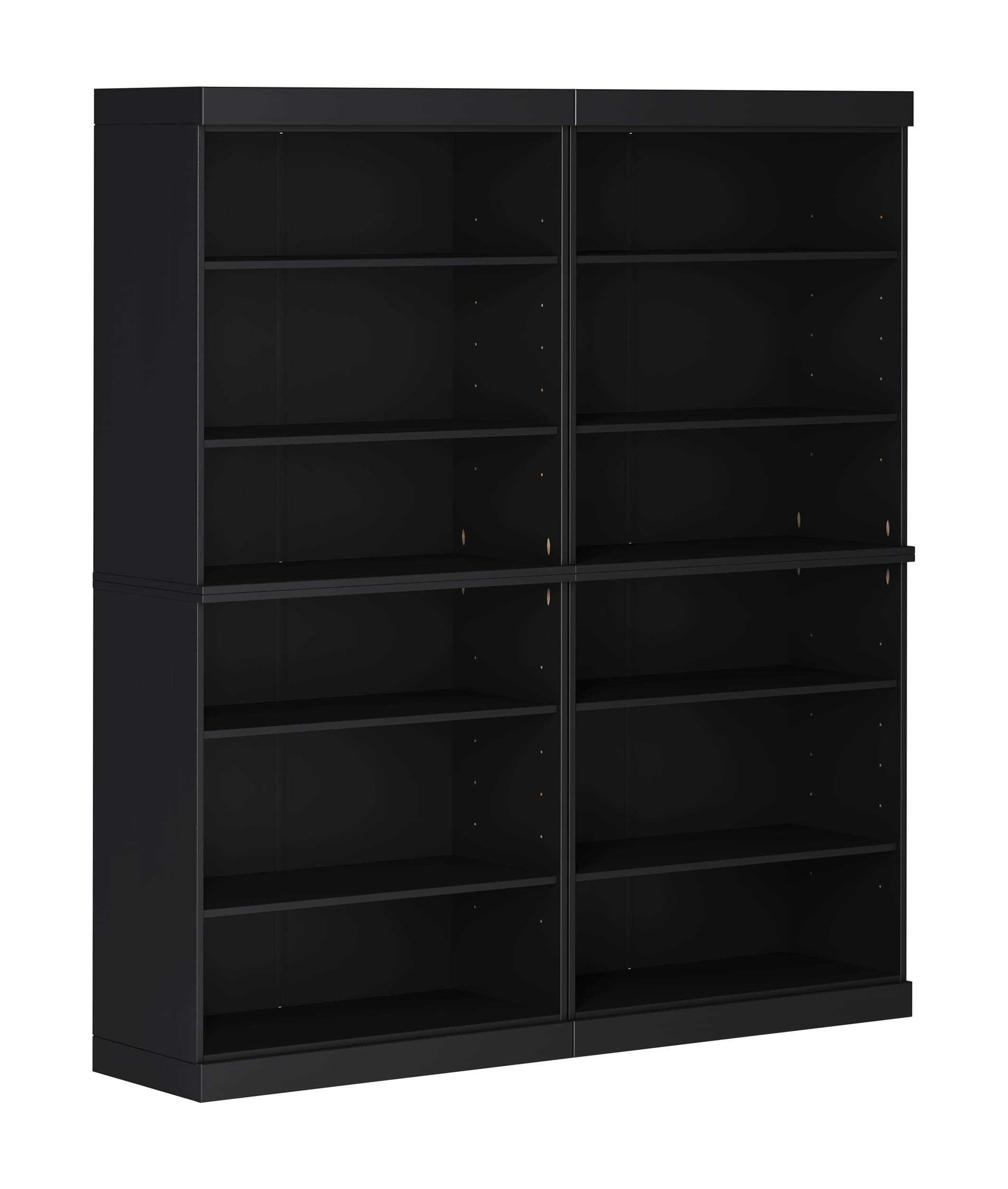 Solid Wood Bookcase - 64" Wide Wooden Bookshelf - 12-Shelf Black Bookcase, Modular Cabinets with Adjustable Shelves - 71.5" Tall Bookcases for Living Room - 100% Eco-Friendly Wood