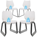 Stackable Waiting Room Chair, Stacking Office Chair with Ergonomic Lumbar Support and Metal Legs, Plastic Desk Chairs for Conference School Church Guest Reception ,White