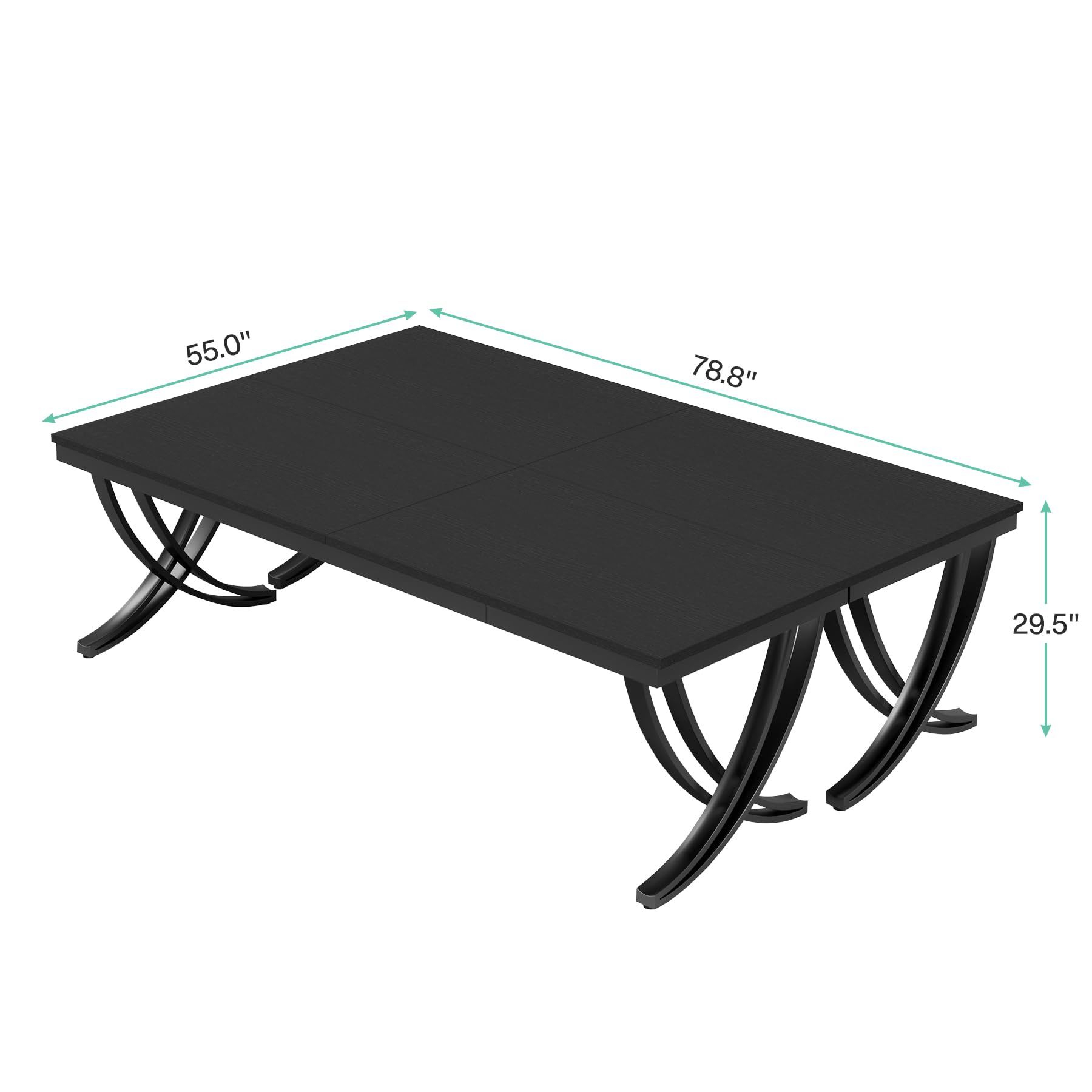 6.5FT Conference Table for 6-8 People, 78 inch Long Rectangular Seminar Table with Strong Metal Frame, Business Furniture Boardroom Desk for Office Meeting Conference Room (2PCS, Black)