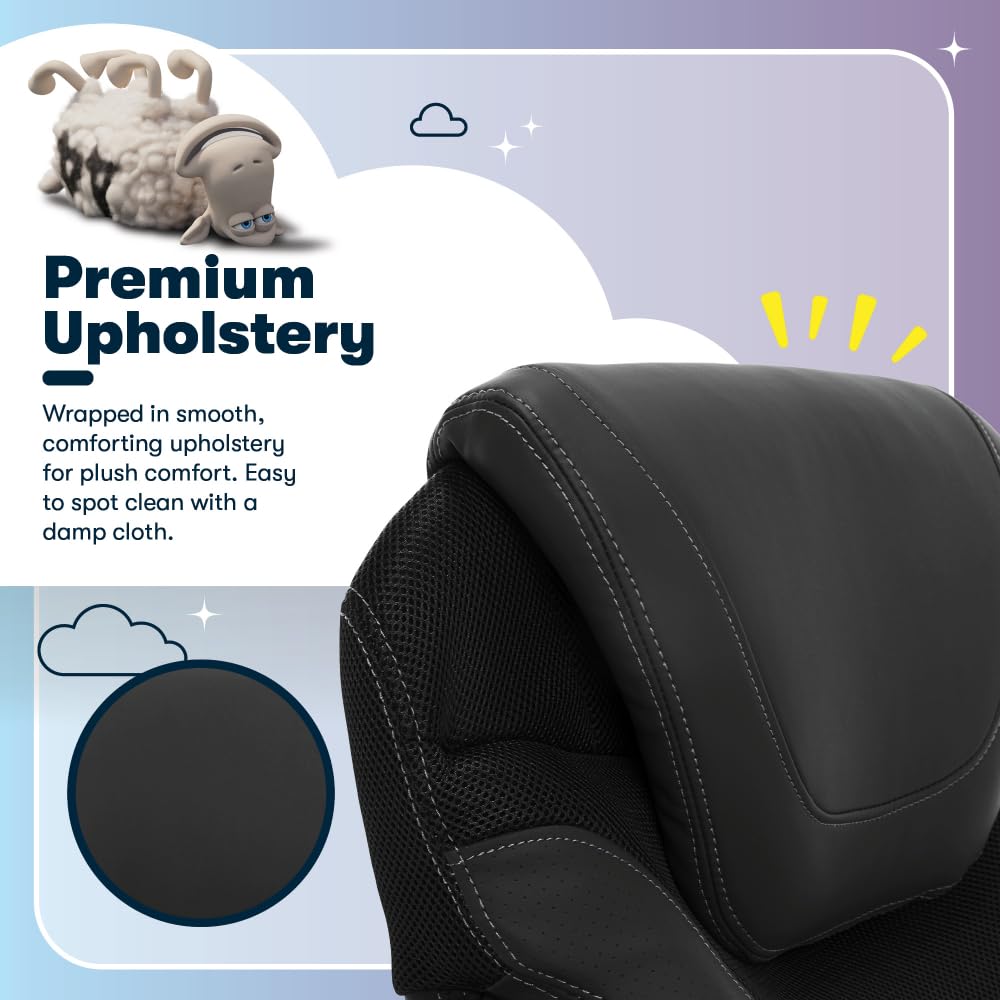 Executive Office Chair, Ergonomic Computer Desk Chairs with Patented AIR Lumbar Support, Comfy Body Pillows, Height Adjustable, Swivel Base with Wheels, Bonded Leather, Black