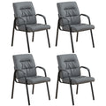 Office Guest Reception Chair Set of 4, Conference Room Chairs Waiting Room Chairs 4 Pack, Modern Leather Office Desk Chair No Wheels.