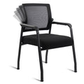 Desk Chair No Wheels with Adjustable Mesh Backrest, Arm Chair with Ergonomic Lumbar Support and Thickened Seats Cushion, Waiting Room Chairs for Office School Church Guest Reception