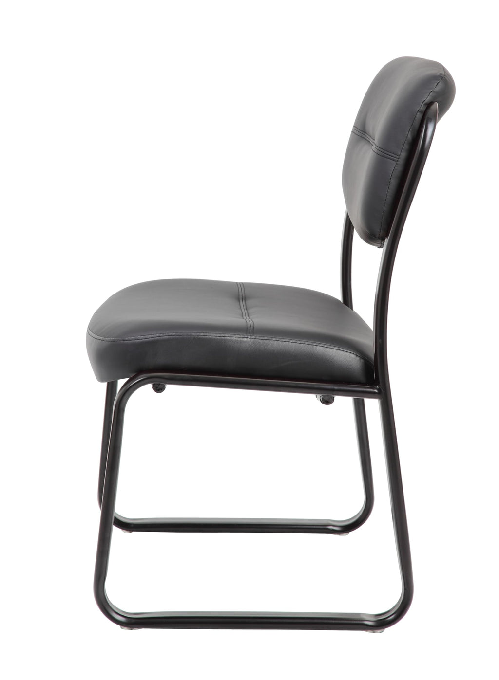 Leather Sled Base Side Chair in Black, 250