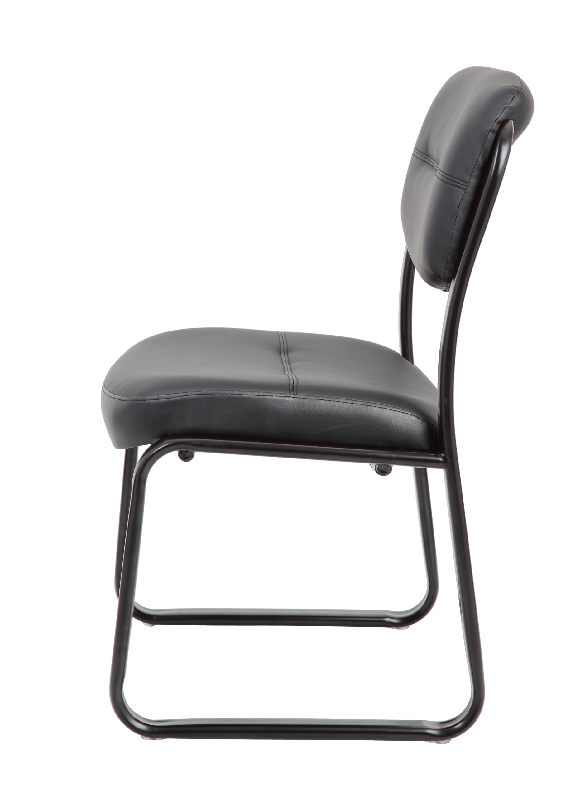 Leather Sled Base Side Chair in Black, 250