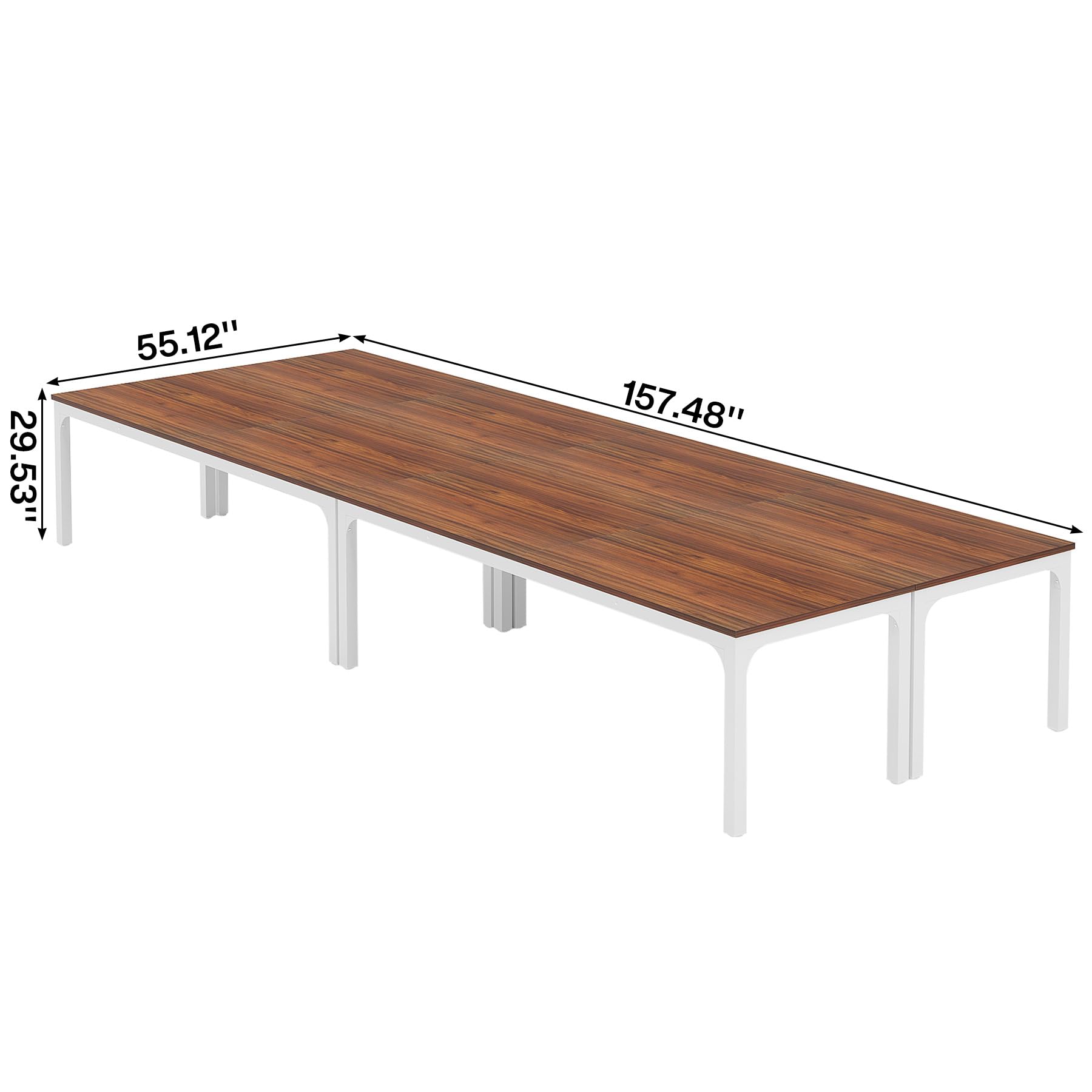 6.5 FT Conference Room Table, 78.74" W x 27.56" D Large Office Conference Table, Modern Seminar Meeting Table Desk for Boardroom, Meeting Room (4, Brown and White)